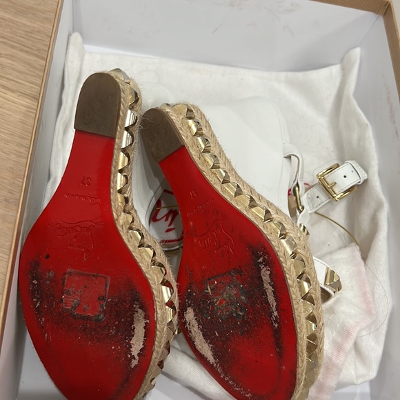 Christian Louboutin Cataclou 140 CAlf:Rope wedge shoe 37 white and gold - Picture 10 of 12